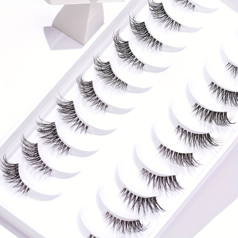 10 Pairs Natural Look Half Lashes Clear Band False Eyelashes