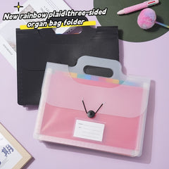 Rainbow Plaid Accordion Bag PP Folder Large Capacity Data Storage