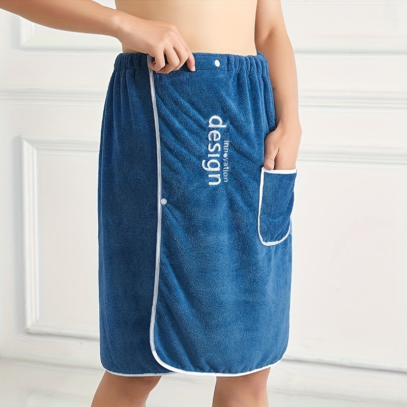 Men's Wearable Bath Towel With Pocket Coral Fleece Soft & Comfortable