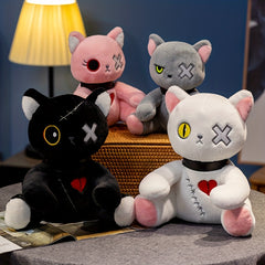 Gothic Cat Plush Toy Creepy Kitten Stuffed Animal Halloween Easter Christmas