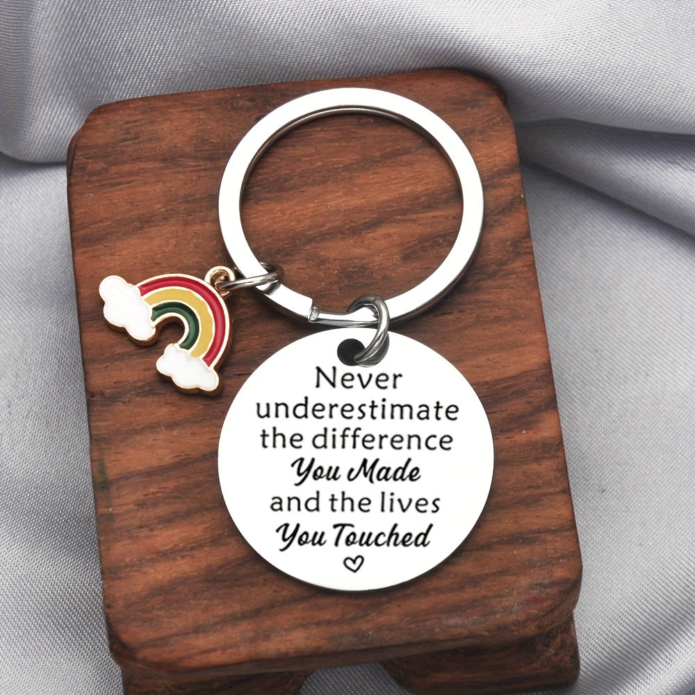 NEVER UNDERESTIMATE Inspirational Keychain Metal Key Ring