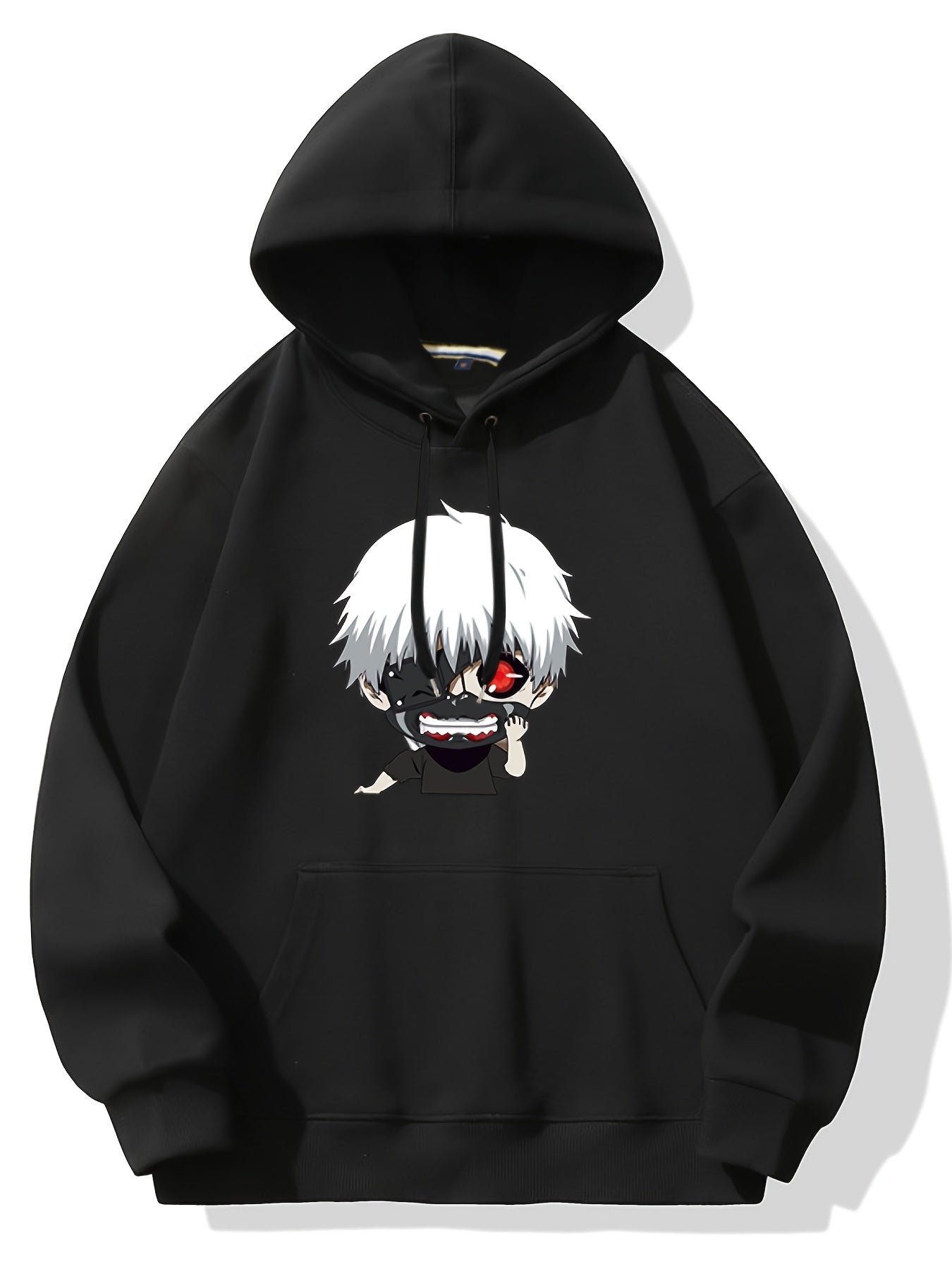 Anime Print Hoodie Fleece Pullover Active Hooded Sweatshirt