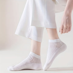 5 Pairs Argyle Mesh Socks Crew Socks Women's Stockings & Hosiery