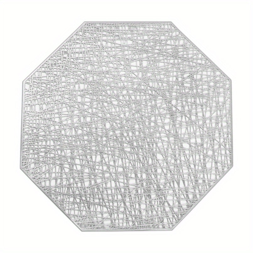 6pcs Plastic Placemats Octagonal Messy Silk PVC Non-slip Heat Insulation Mat