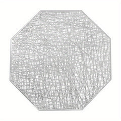 6pcs Plastic Placemats Octagonal Messy Silk PVC Non-slip Heat Insulation Mat