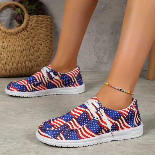 Women's Flag Pattern Slip-On Loafers for 4th of July
