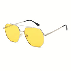 OUWEN Retro Polarized Aviator Sunglasses Night Driving Yellow Glasses