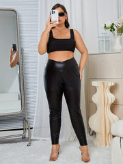 Faux Leather High Rise Leggings