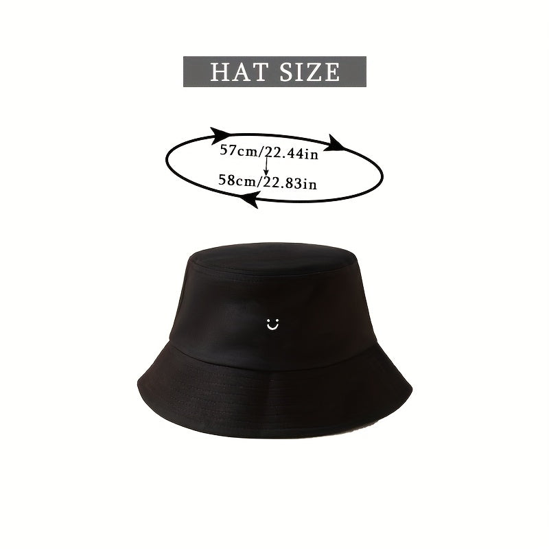 Smiling Face Bucket Hat Embroidery Fisherman Cap Unisex Couple Basin Hats