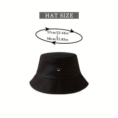 Smiling Face Bucket Hat Embroidery Fisherman Cap Unisex Couple Basin Hats