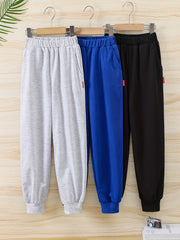 3pcs Boys Comfortable Active Sweatpants Solid Jogger Pants