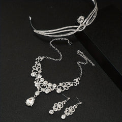 Rhinestone Headband Earrings Set Bridal Hair Accessories