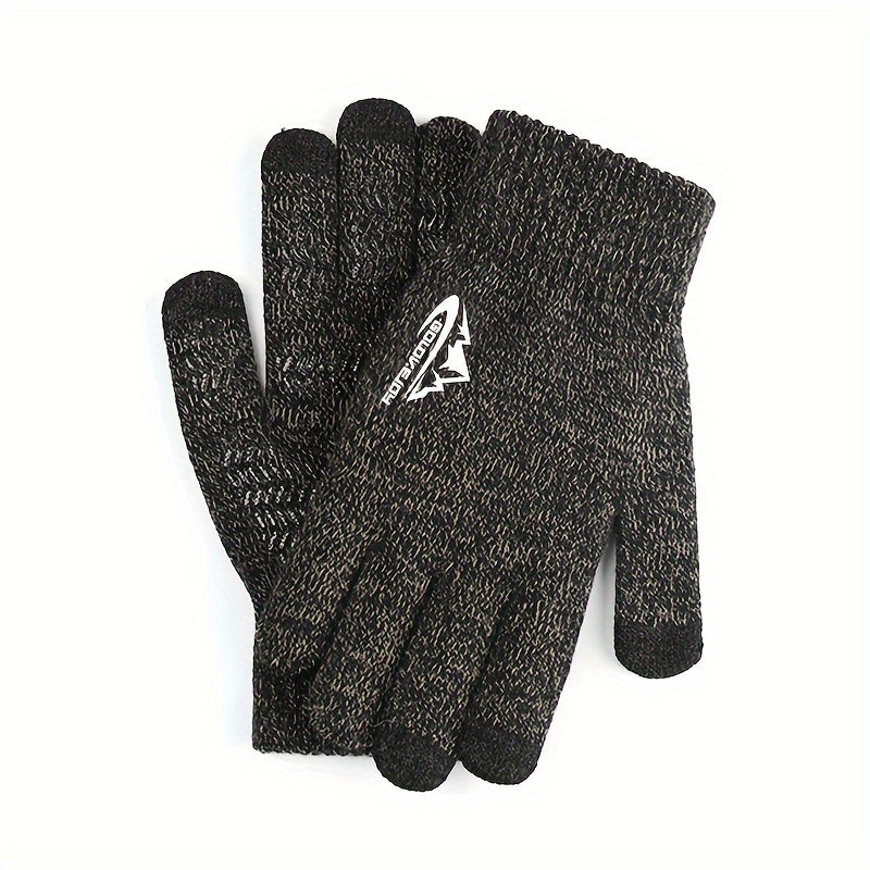 Thickened Knitted Touch Screen Gloves, Outdoor Non-slip Cycling Gloves