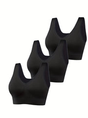 3 Pack Plus Size Seamless Non Padded Fitness Bra Set