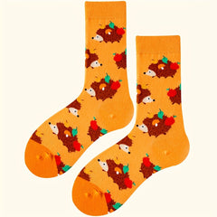 Hedgehog Print Socks Women's Mid Tube Stockings