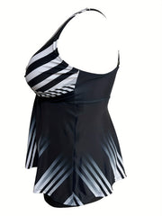 Stripe Print Tankini Set Two Piece Swimsuit