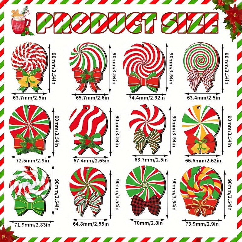 36pcs Christmas Hot Cocoa Wooden Ornaments Hanging Decorations