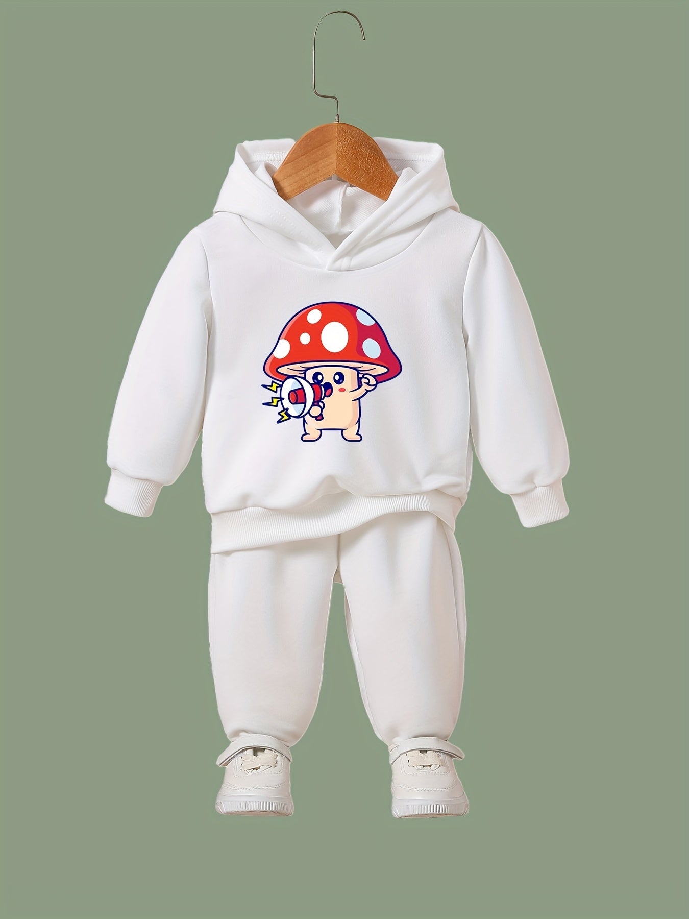 OERYUI Mushroom Print Hooded Pullover Pants Set For Sports Spring Fall