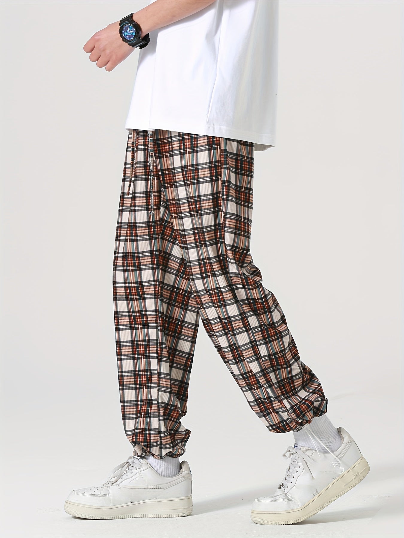 Men's Plaid Casual Cropped Pants