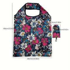 4pcs Printed Reusable Shopping Bag Large Capacity Polyester Portable Folding Bag
