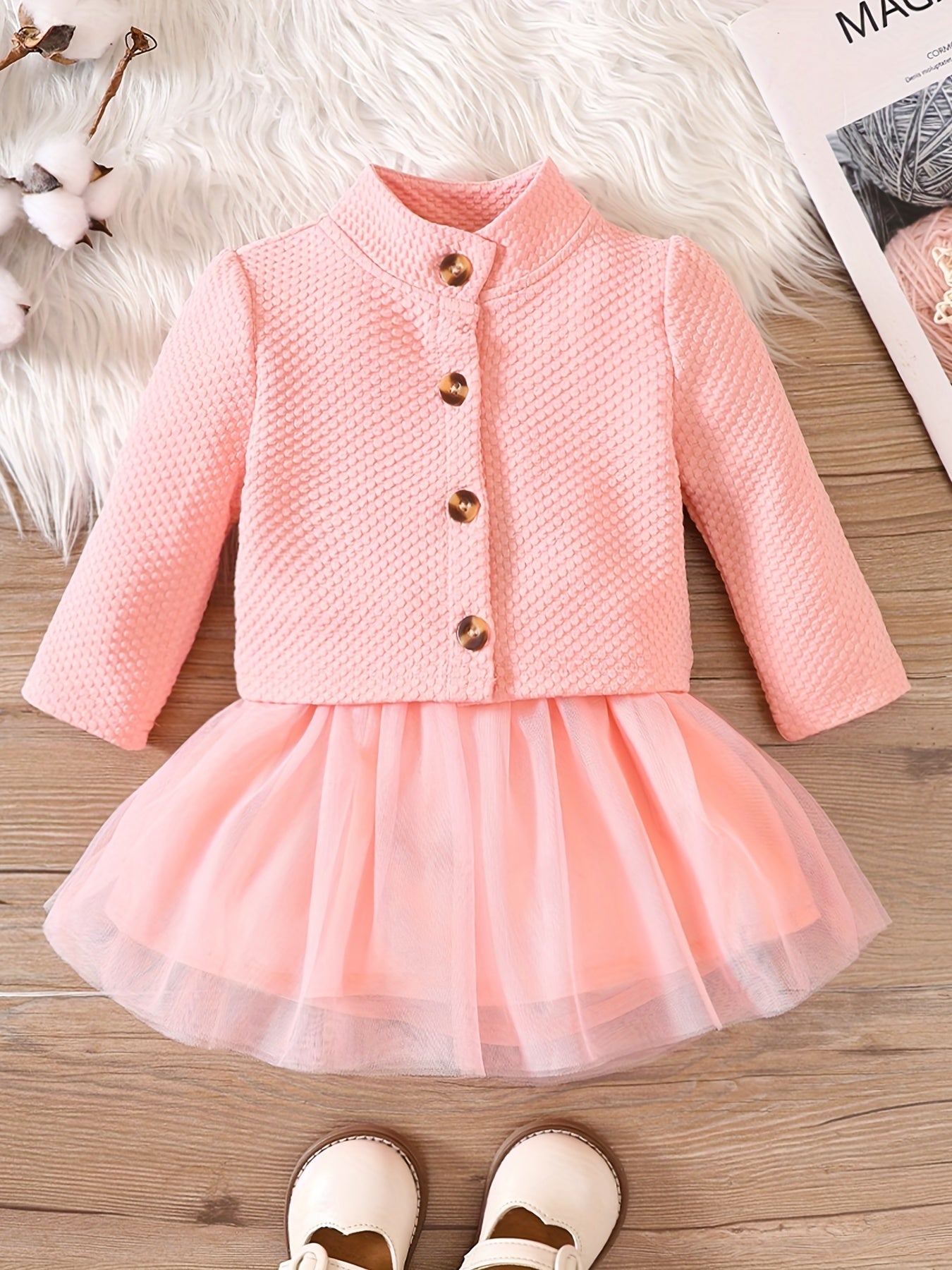 Baby Toddler Sleeveless Dress & Button Down Coat Set