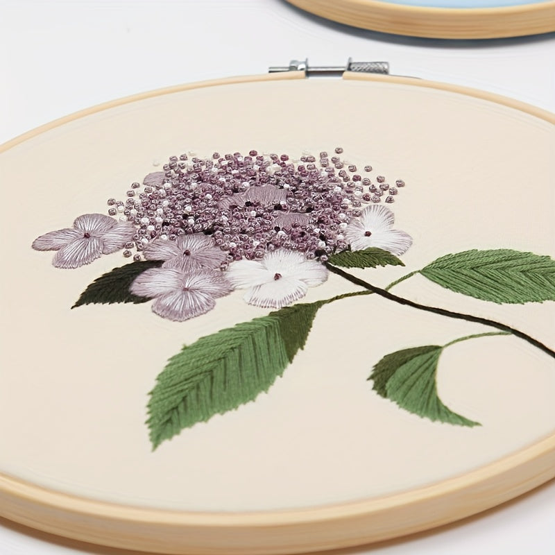 Flower Cross Stitch Kit with Embroidery Thread and Printed Cloth