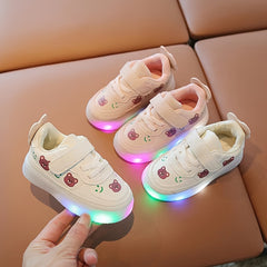 Cartoon Print Low Top Light Up Sneakers for Girls