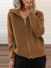 Ribbed Zip Up Cardigan