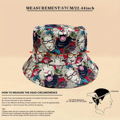 Hip Hop Animal Graffiti Double sided Foldable Bucket Hat