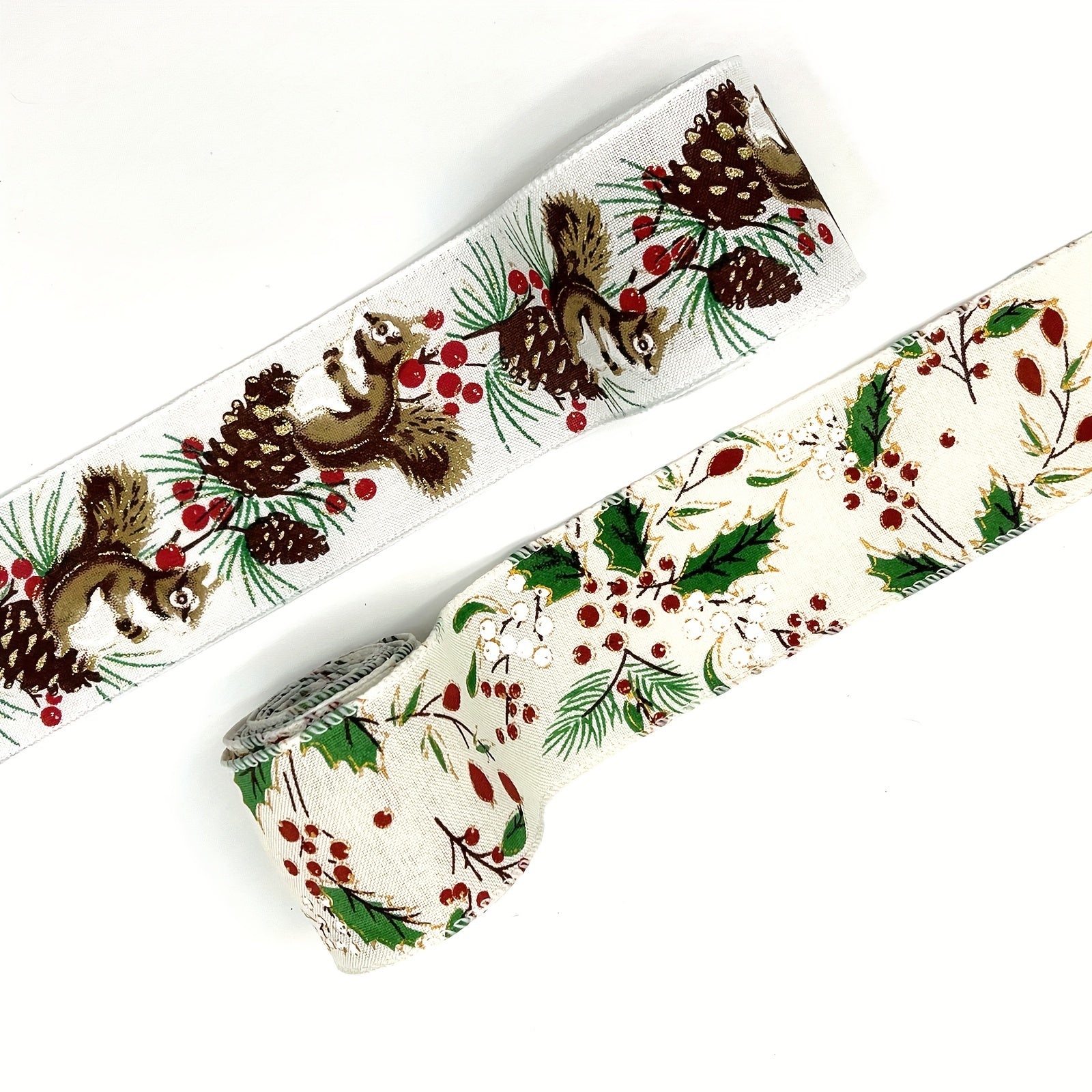 4 57M Christmas Ribbon Xmas Tree Santa Red Truck Burlap Wired Edge Oranment
