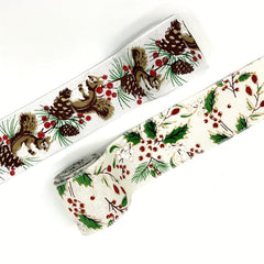 4 57M Christmas Ribbon Xmas Tree Santa Red Truck Burlap Wired Edge Oranment