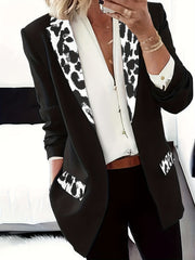 Colorblock Leopard Print Blazer