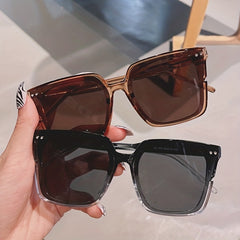 Square Sunglasses Rivet Decor Jelly Glasses UV400