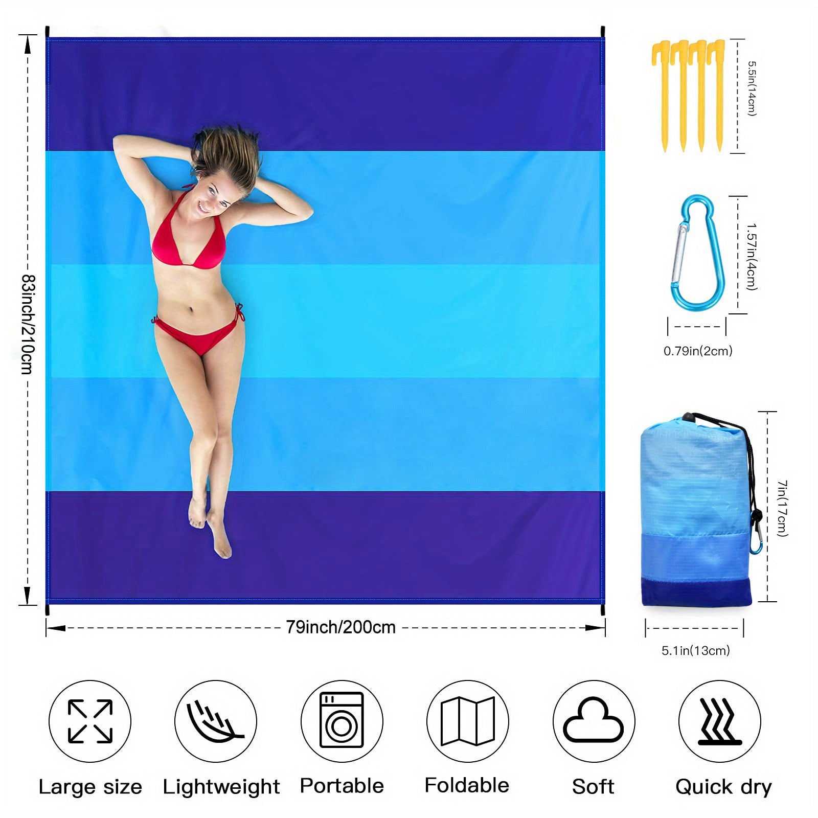 Waterproof Beach Mat Sandproof Outdoor Blanket for Picnics Travel Camping