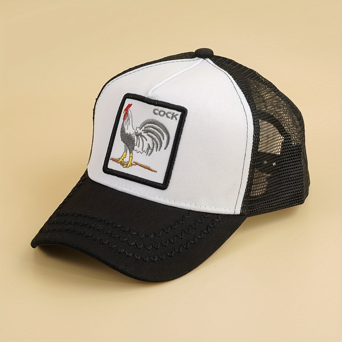 Cartoon Chicken Patch Baseball Cap Mesh Trucker Hat