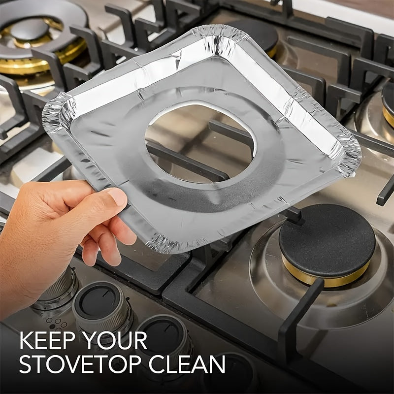 10pcs Disposable Aluminum Gas Stove Burner Cover Heat-Resistant Stove Lining