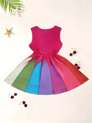 Colorblock Sleeveless Dress for Girls Summer Gift