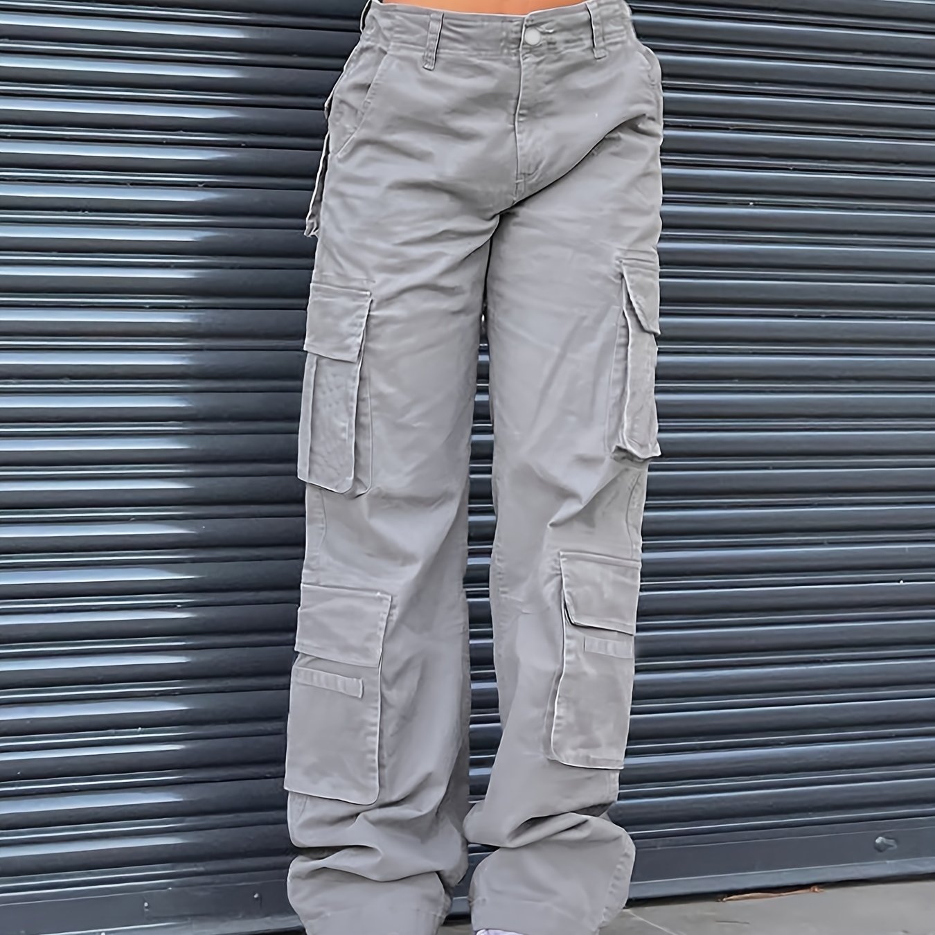 High Waist Wide Leg Baggy Y2K Cargo Pants Solid Casual Pants Women