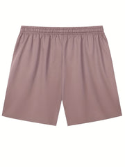 Men's Casual Solid Color Elastic Waist Drawstring Shorts for Summer