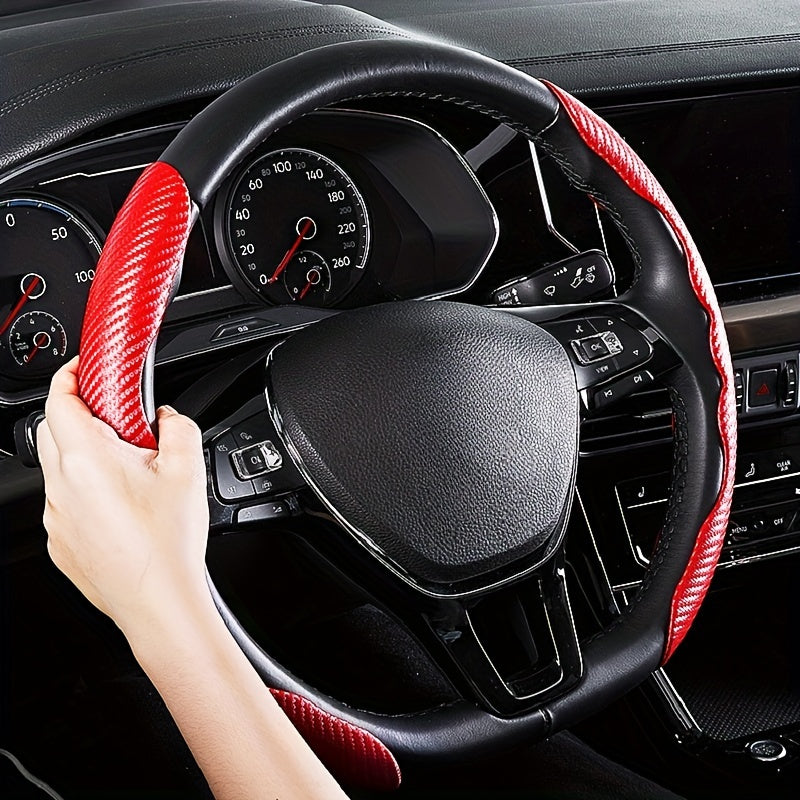 2pcs Carbon Fiber Car Steering Wheel Cover for 15inch Auto Accessories