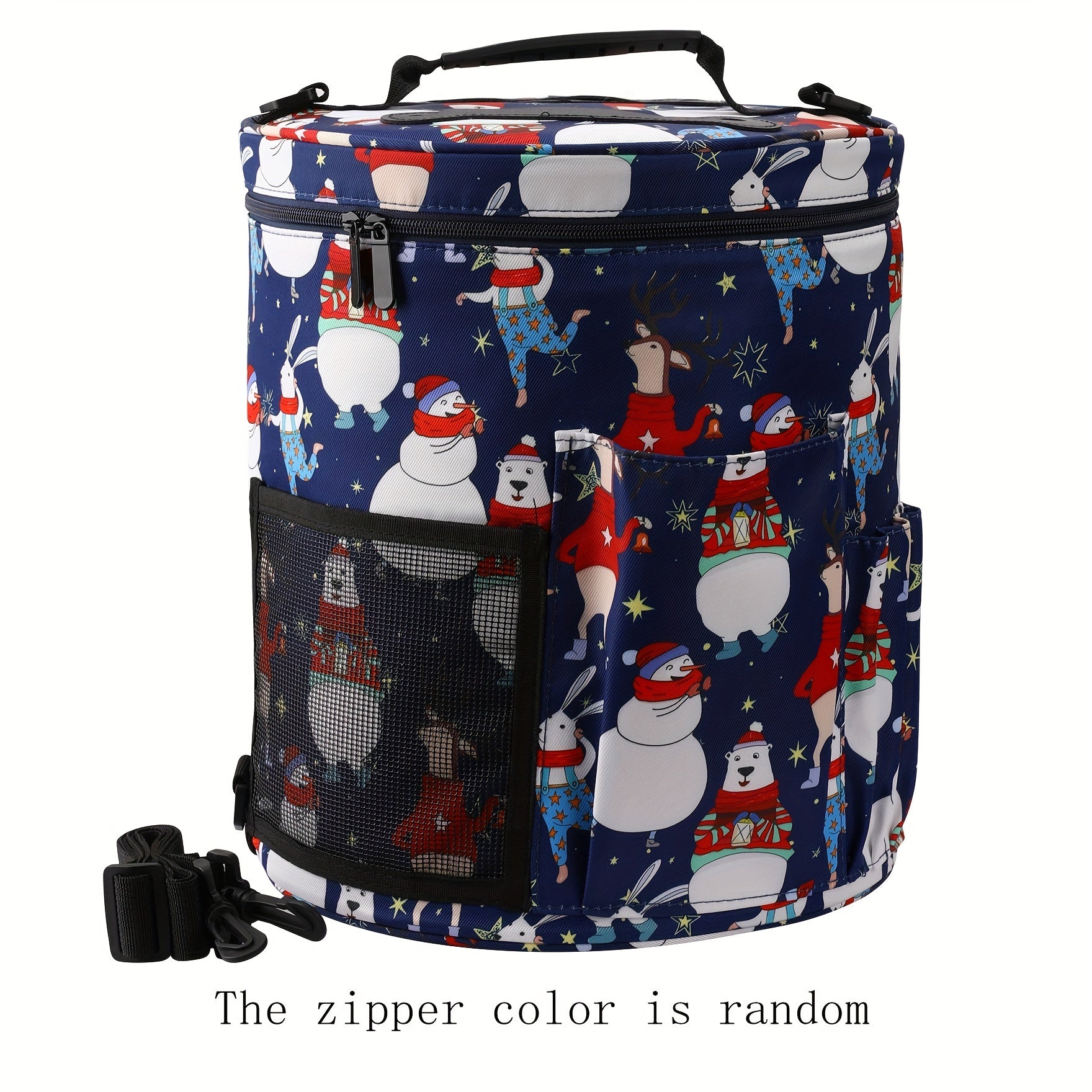 Christmas Theme Yarn Bag Knitting Storage Crochet Cylinder Portable