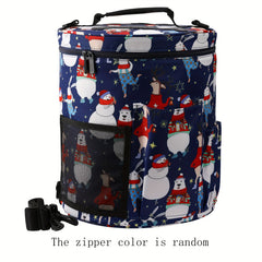 Christmas Theme Yarn Bag Knitting Storage Crochet Cylinder Portable
