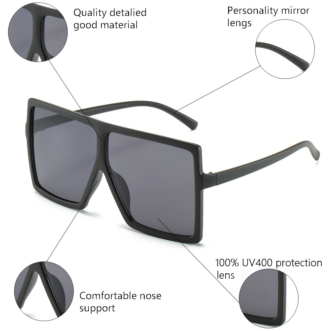 Square Oversized Sunglasses for Men and Women
