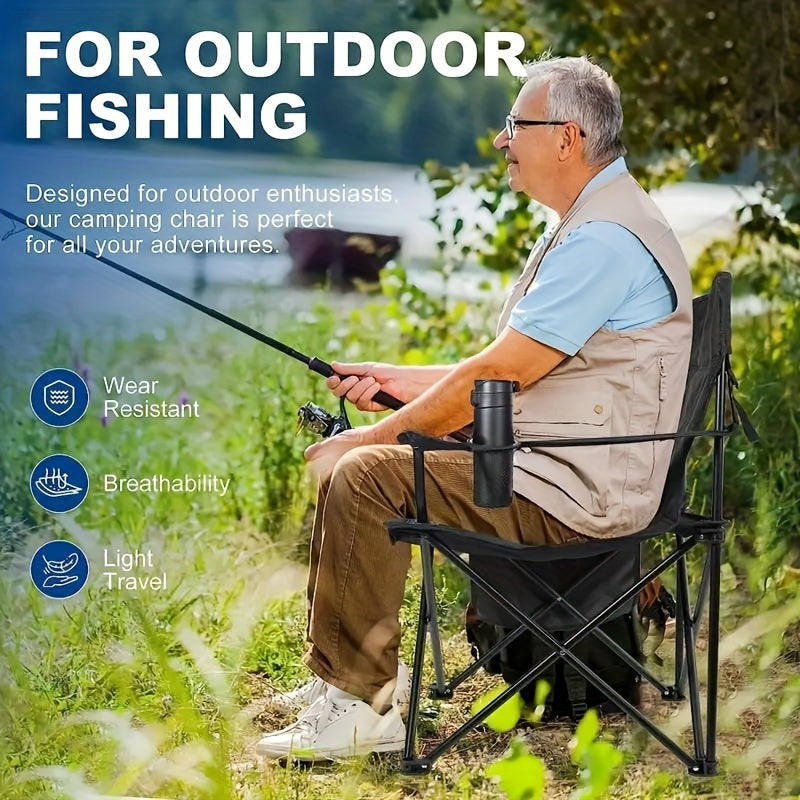 Portable Folding Chair with Armrest for Outdoor Picnic Beach