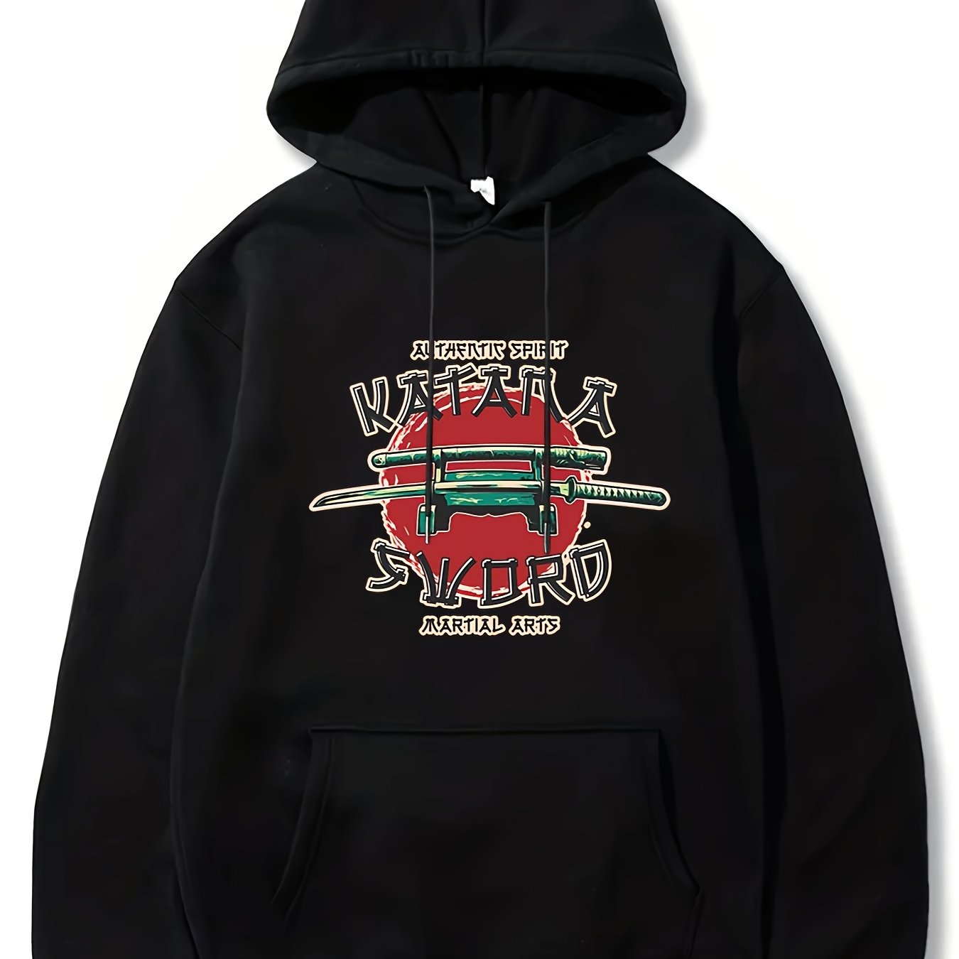 Japanese Sword Print Men's Hooded Sweatshirt for Autumn Winter