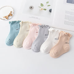 3 Pairs Ruffled Knit Crew Socks for Newborn Baby Boys and Girls
