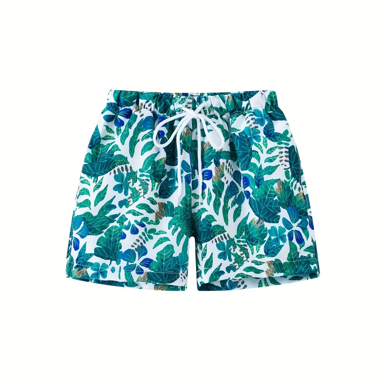 Boys Leaves Print Shorts for Vacation Beach Kids Summer Clothes