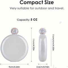 5oz Stainless Steel Wine Bottle Flask Crystal Lid Gift