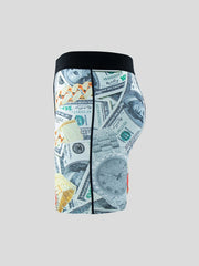 Men's Dollar & Diamond Print Boxer Stretch Swim Trunks Shorts