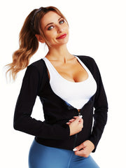 Women's Zipper Front Tummy Control Sweatshirt Workout Top